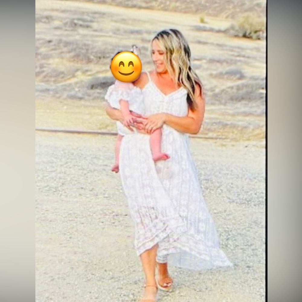 White spaghetti strap flowy dress